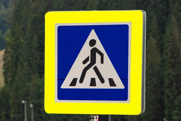 Pedestrian Crossing Sign Forest Background — Stock Photo, Image