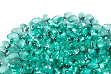 Ağrı kesici için 200 mg Ibuprofen Kapsülü Yığını - Enflamasyon önleyici haplar Beyaz arka planda izole edilmiş