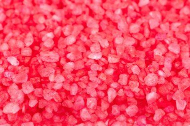 Pembe banyo tuz kristalleri arka plan yakın çekim dokusu.