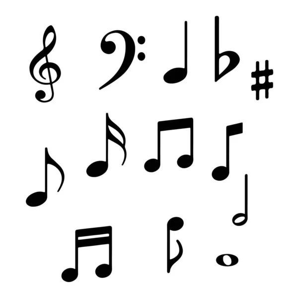 Notas Musicales Iconos Signos Clave Musicales Símbolos Vectoriales Sobre Fondo — Archivo Imágenes Vectoriales