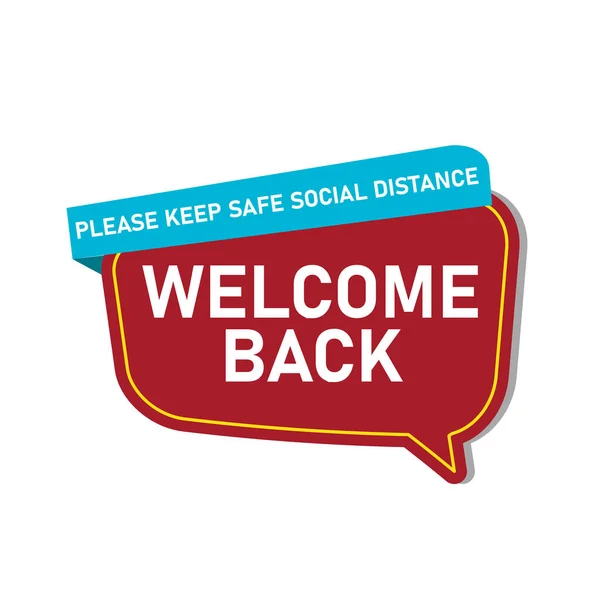 Open sign on the front door - welcome back We are working again. Keep social distance. Vector Eps 10 — Stock Vector