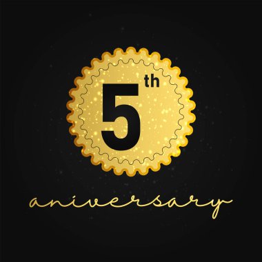 Beşinci yıl dönümü kutlaması logosu. 5. yıl dönümü logosu. Vektör illüstrasyonu.