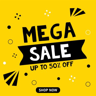 Mega Satış afişi tasarım şablonu, özel teklif, vektör illüstrasyonu