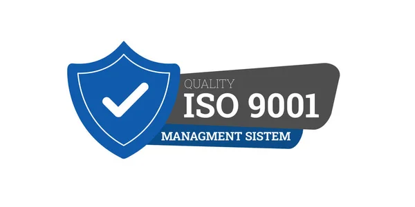 ISO 9001 Certifierad bricka, ikon. Certifieringsstämpel. Platt vektor. — Stock vektor