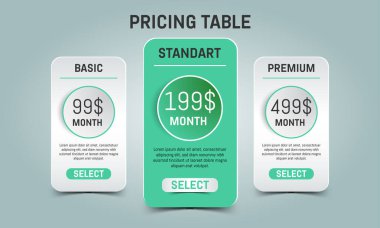 Ticari web hizmetleri için Vektör Fiyat tablosu