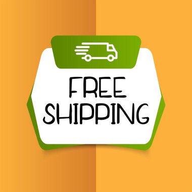 Ücretsiz nakliye. Kamyon ikonlu rozet. Düz vektör illüstrasyonu