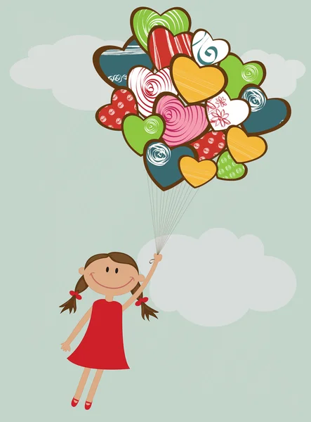 Balões voadores para raparigas — Vetor de Stock