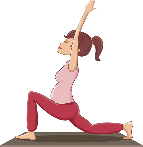 Yoga yaparken güzel bir hamile kadın Stok Illüstrasyon