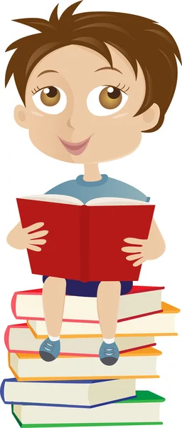 Boy reading book — Stock Vector