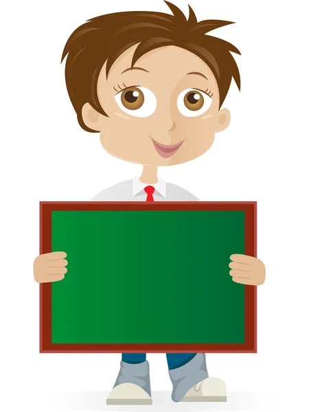 Boy holding blackboard — Stock Vector