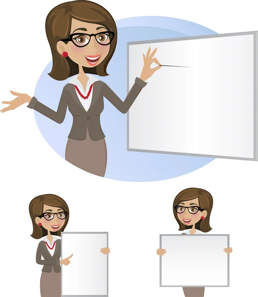 Mujer de negocios con tablero-sistema — Vector de stock