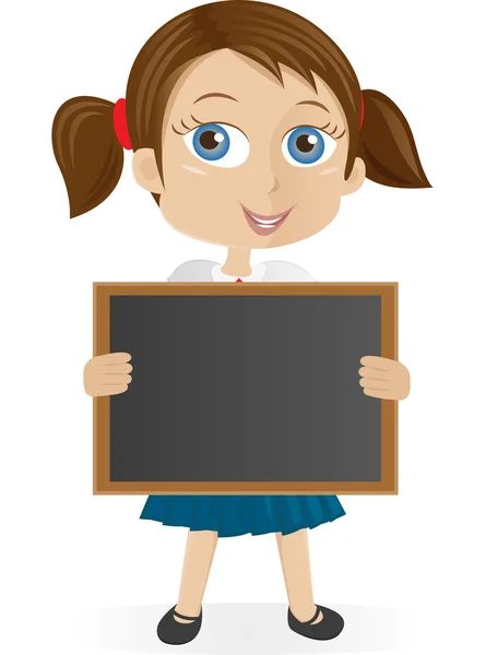 School girl holding blackboard — Stock Vector