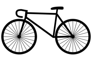 Beyaz arka planda basit bir siyah yol bisikleti resmi.