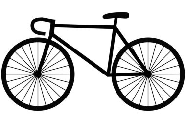 Beyaz arka planda basit bir siyah yol bisikleti resmi.