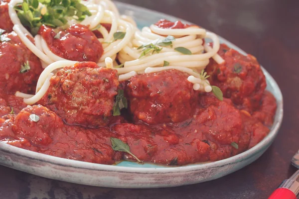 Meatball pasta on plate — Stock Photo, Image