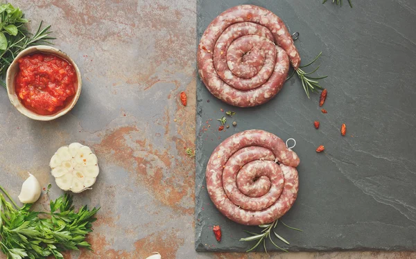 Raw fresh sausages — Stock Photo, Image