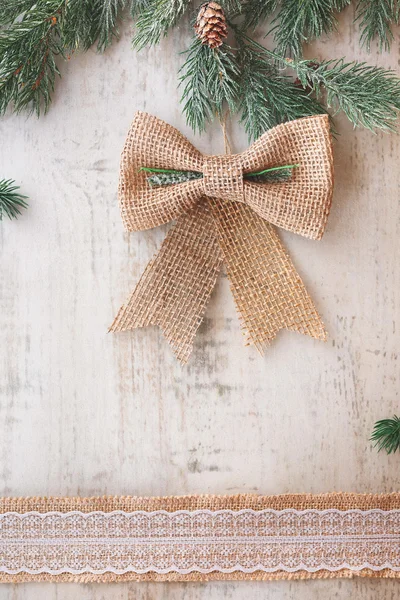 圣诞贺卡与质朴的弓 — 图库照片