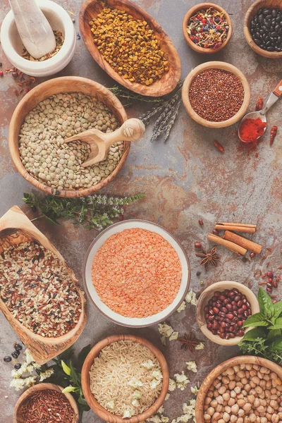 Assortment of legumes, grain and seeds — Stock Photo, Image