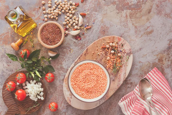 Red lentil soup with Chickpeas and Quinoa — Stock Image Red lentil soup with Chickpeas and Quinoa Stock Image