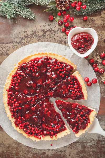 Cranberry Tart with browned butter crust
