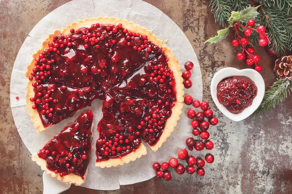 Usanmış tereyağı kabuk ile kızılcık Tart — Stok fotoğraf