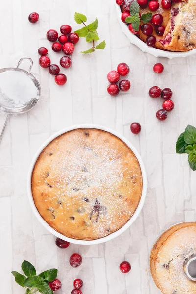 Preiselbeerkuchen mit frischen Preiselbeeren — Stockfoto