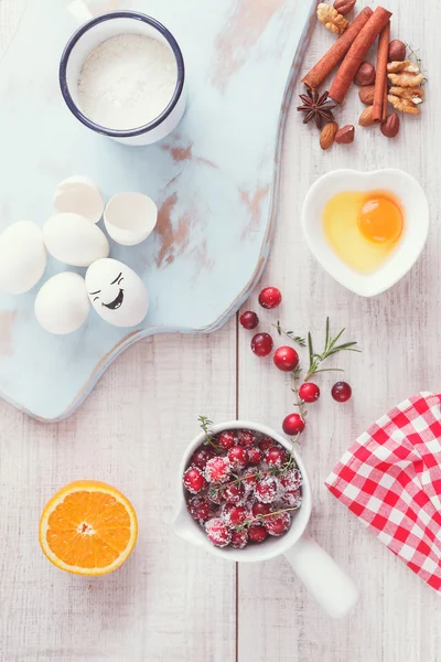 Cranberry orange cake ingredients — Stock Photo, Image