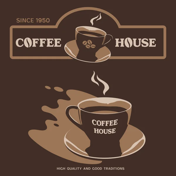 Diseño vectorial de Coffee House con taza y platillo — Vector de stock