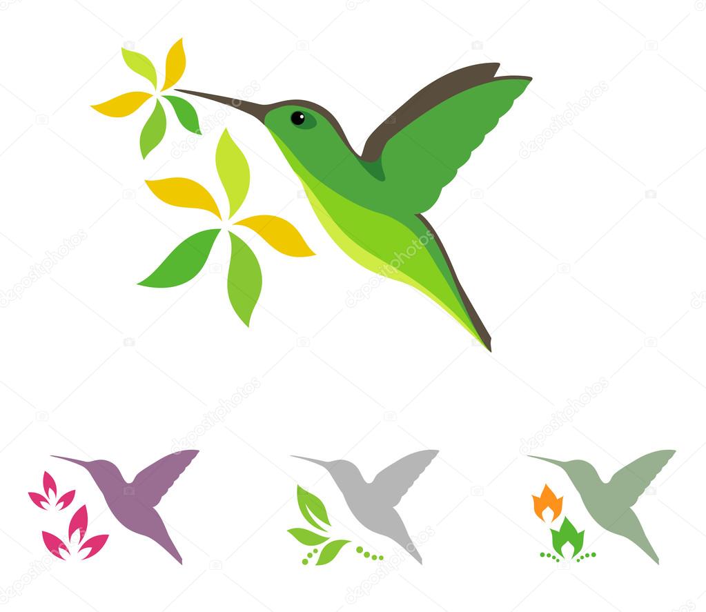 Hummingbird and flower icons