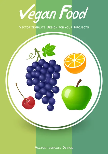 Diseño de portada de folleto con iconos de frutas — Vector de stock