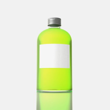 Beyaz arka plan üzerinde renkli sıvı sabunu şişe