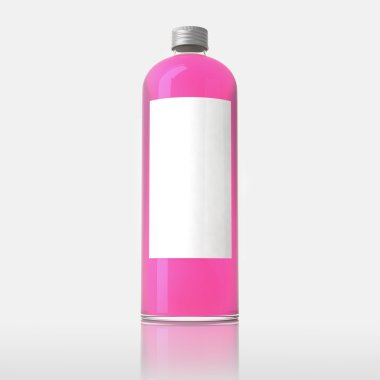 Beyaz arka plan üzerinde renkli sıvı sabunu şişe