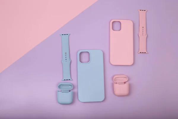 Fundas Para Teléfonos Silicona Colores Con Correa Reloj Fundas Para — Foto de Stock