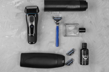 Erkekler tuvaleti aksesuarları. Hijyen. Erkek bakımı.