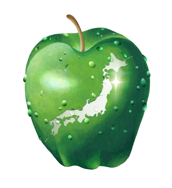 リンゴを日本地図 — ストック写真