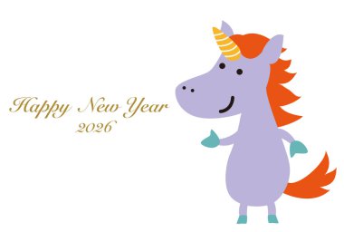 Cute unicorn New Year's card