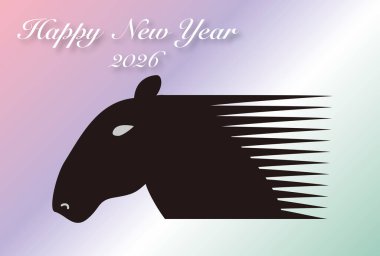 Horse head silhouette New Year's card