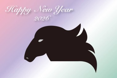 Horse head silhouette New Year's card