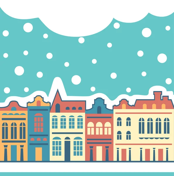 Ciudad de nieve — Vector de stock