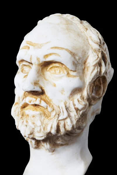 Vit marmor byst av den grekiska filosofen Dimokritos, isolerade — Stockfoto