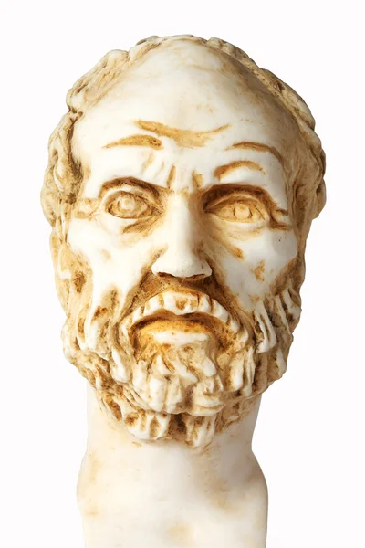 White marble bust of the greek philosopher Dimokritos, isolated — Stock Photo, Image