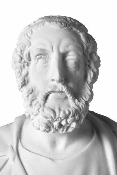 Witte marmeren borstbeeld van de Griekse dichter Homerus geïsoleerd op wit — Stockfoto