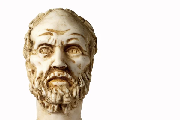 Bílá mramorová busta řeckého filozofa Dimokritos, izolované — Stock fotografie