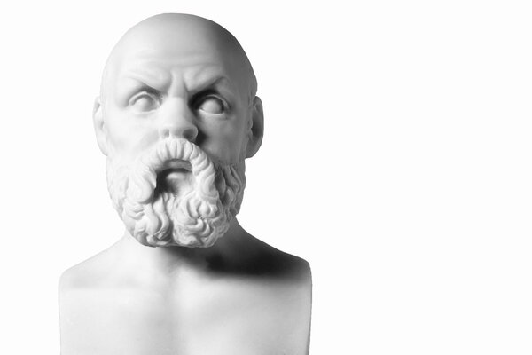White marble bust of the greek philosopher Socrates, isolated on