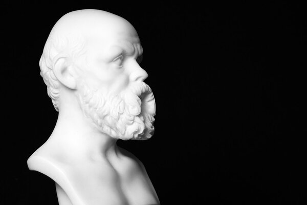 White marble bust of the greek philosopher Socrates, isolated on