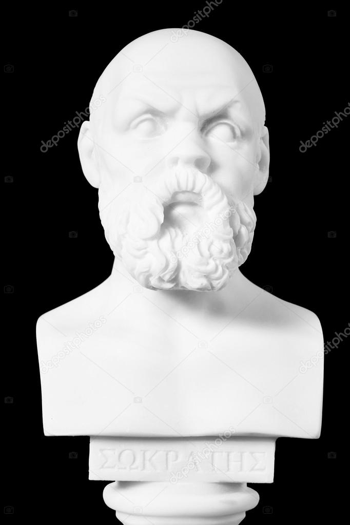 White marble bust of the greek philosopher Socrates, isolated on