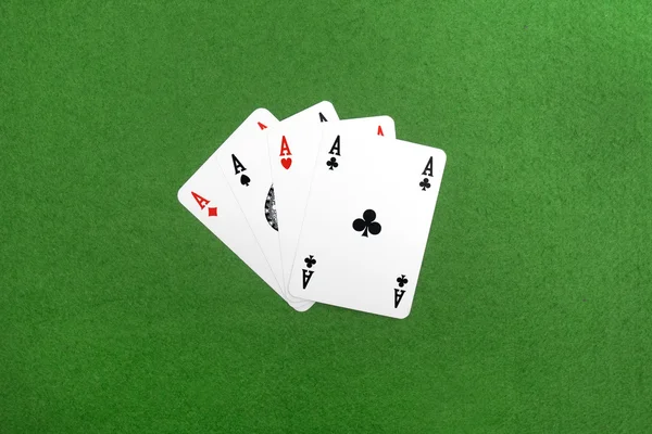 Four of a kind aces poker, — Stock Photo, Image