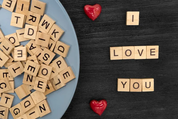 Wooden letters spelling I love you — Stock Photo, Image