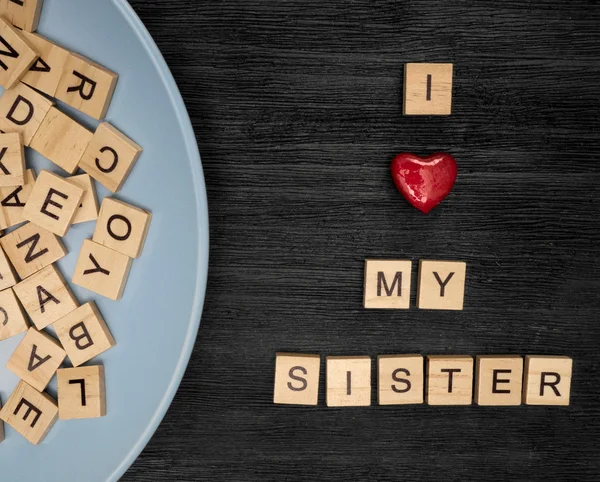 Wooden letters spelling I love my — Stock Photo, Image