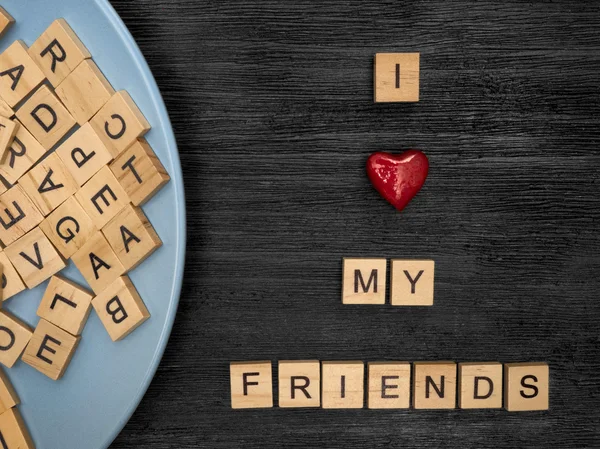 Wooden letters spelling I love my friends — Stock Photo, Image